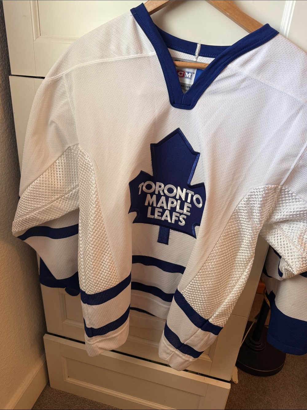 CCM Toronto Maple Leafs White and Blue Hockey Jersey